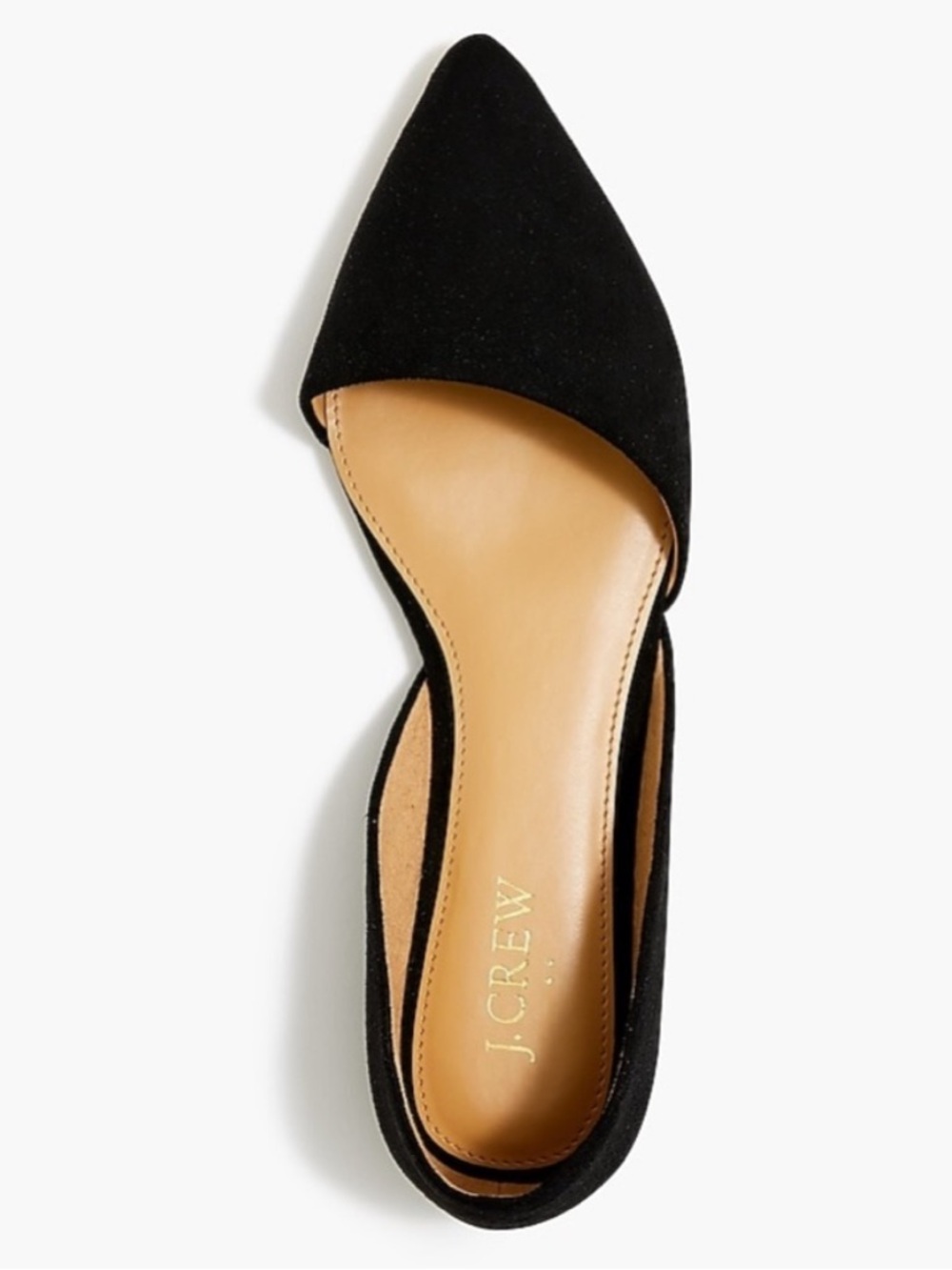 J. Crew Black Suede Pointed D'Orsay Flats